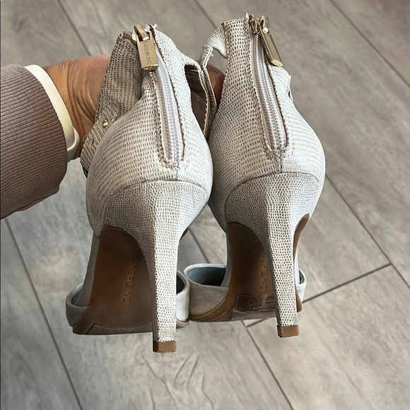 Ankle Strap Vegan Suede Gray Women's Heels, 7.5 - Picture 9 of 11